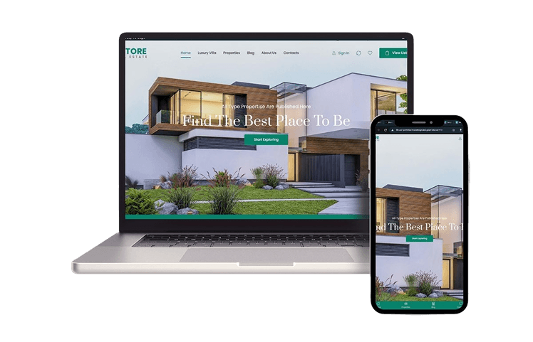Website built with Sav shown on a laptop and phone